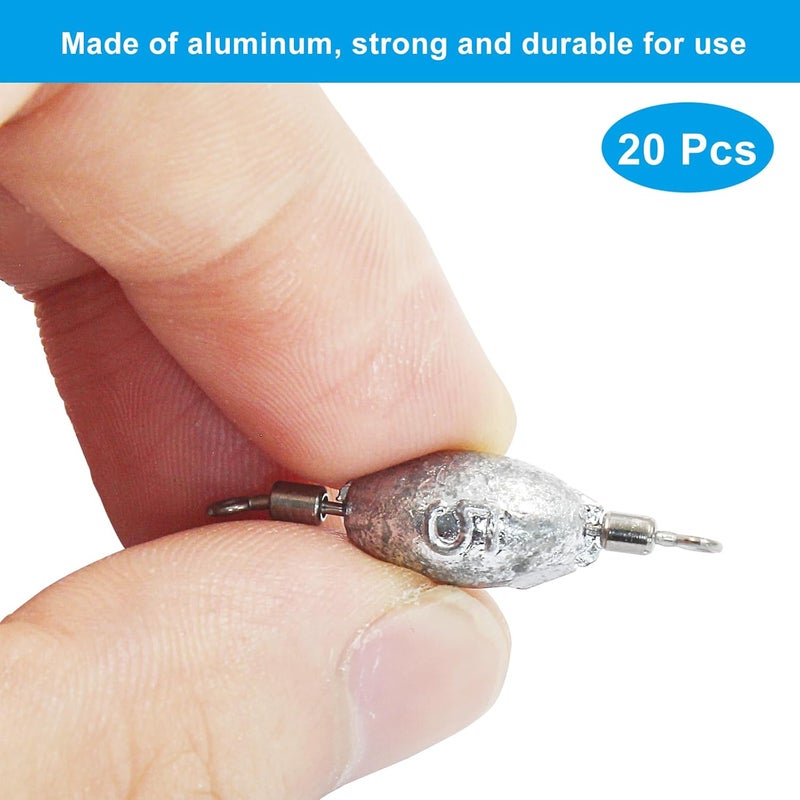Uenhoy Fishing Weights Inline Trolling Fishing Sinker Tackle with Inner Swivels, Oval Drop Casting Fishing Weight Sinkers - Image 4